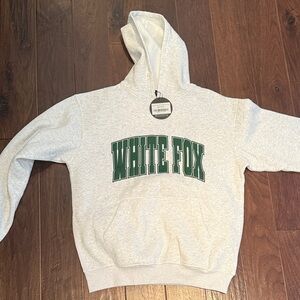 White Fox Boutique Gray Hoodie with Green Logo